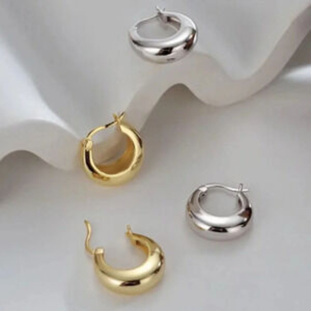Sterling Silver Minimalist Thick Hoop Earrings